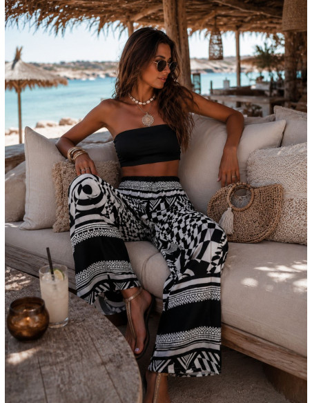 🌟 Pantalón Punto Seda Estampado negro