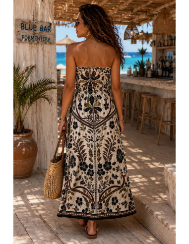 Vestido Palabra de Honor Estampado