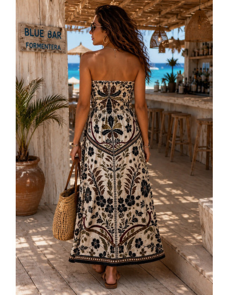Vestido Palabra de Honor Estampado