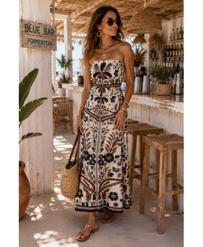 Vestido Palabra de Honor Estampado