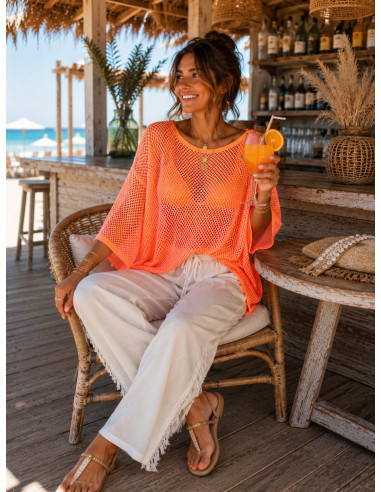 ⚡ Camiseta Naranja Flúor Rejilla