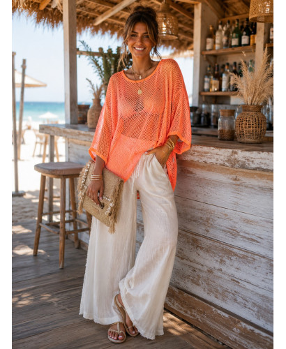 ⚡ Camiseta Naranja Flúor Rejilla
