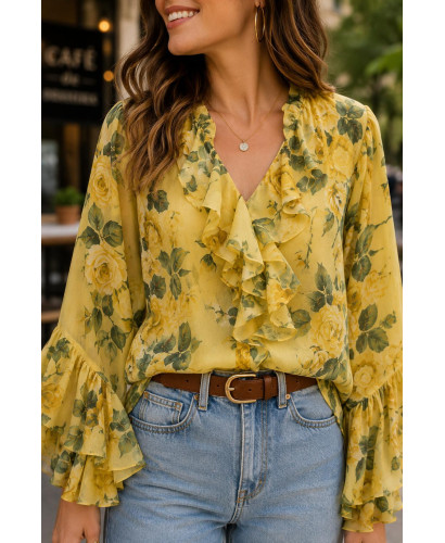 Camisa de Tencel Tipo Gasa con Volantes 2