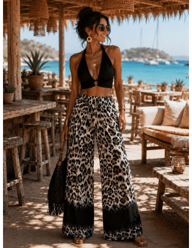 🌟 Pantalón Punto Seda Estampado print negro