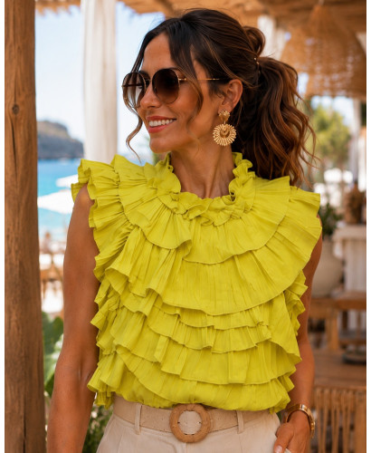 Top halter lima con volantes