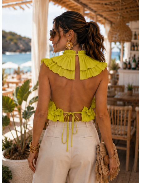 Top halter lima con volantes