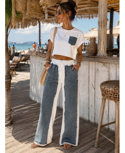 Conjunto denim combinado de pantalón y camiseta