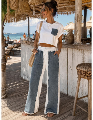 Conjunto denim combinado de pantalón y camiseta