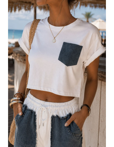 Conjunto denim combinado de pantalón y camiseta