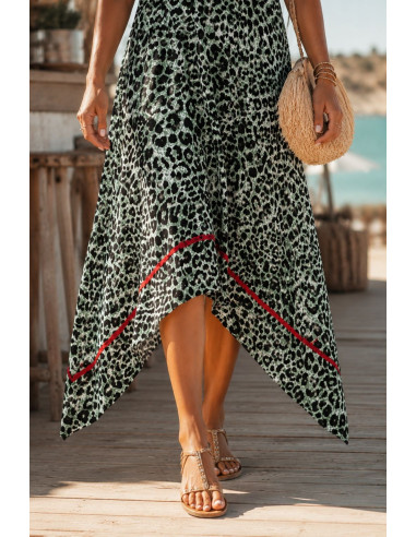 Vestido de Tirantes Animal Print Verde con...