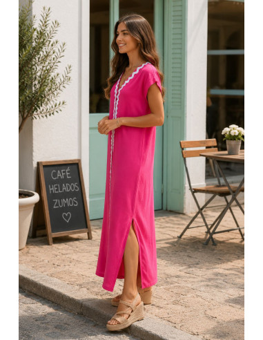 Vestido de Punto Rosa Sin Mangas con Doble...