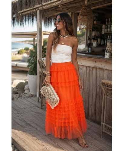 Falda de tul naranja