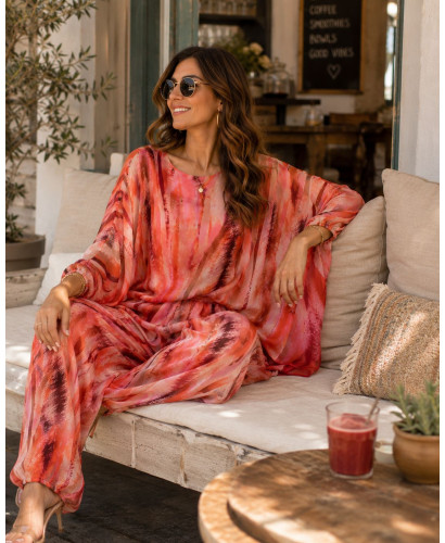 Conjunto fluido de seda estampado