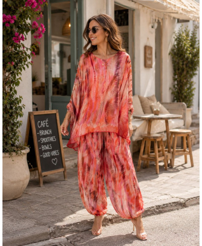 Conjunto fluido de seda estampado 2