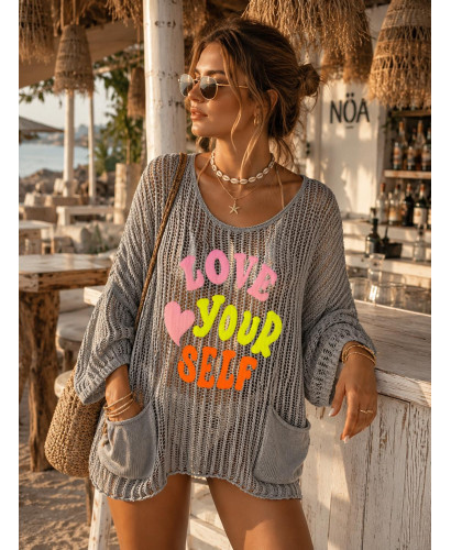 Suéter calado taupe Love Your self