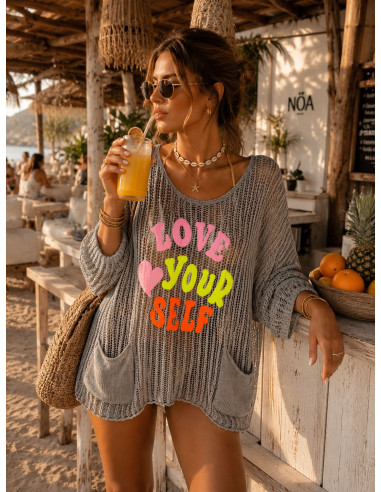 Suéter calado taupe Love Your self