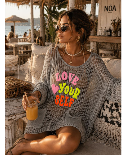 Suéter calado taupe Love Your self 2
