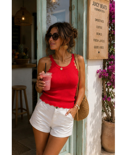 Top canalé rojo. 2