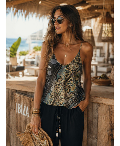 ✨ Top Lencero de Seda tonos negros: Elegancia y Comodidad...