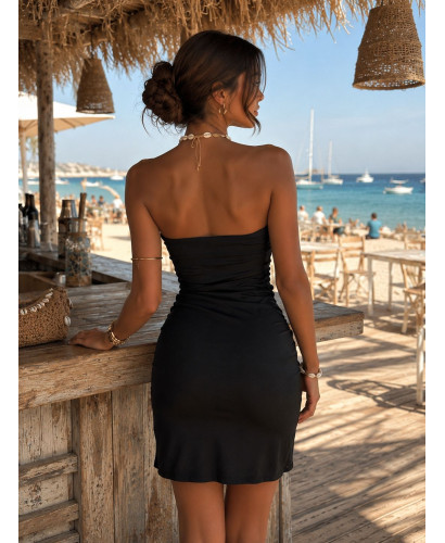 Vestido Negro Cut Out de Punto Seda 2