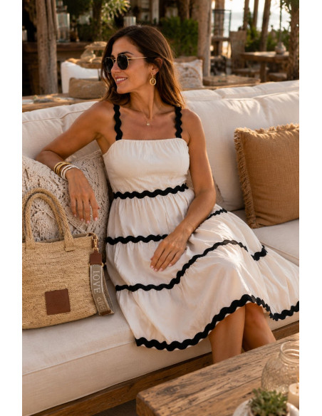 🖤 Vestido crudo Corto con Detalles de Piculina Negra 🖤