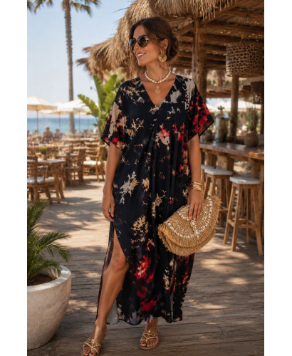 Vestido estampado con tie negro