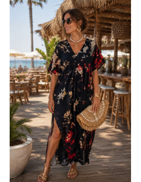 Vestido estampado con tie negro