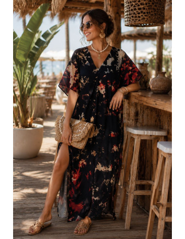 Vestido estampado con tie negro