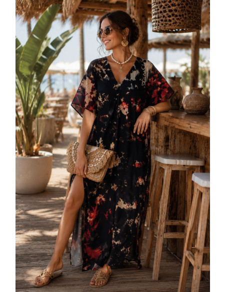 Vestido estampado con tie negro
