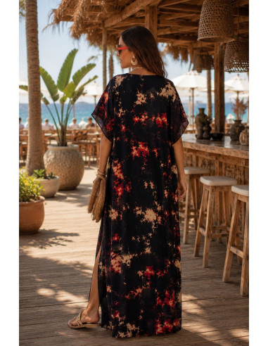 Vestido estampado con tie negro