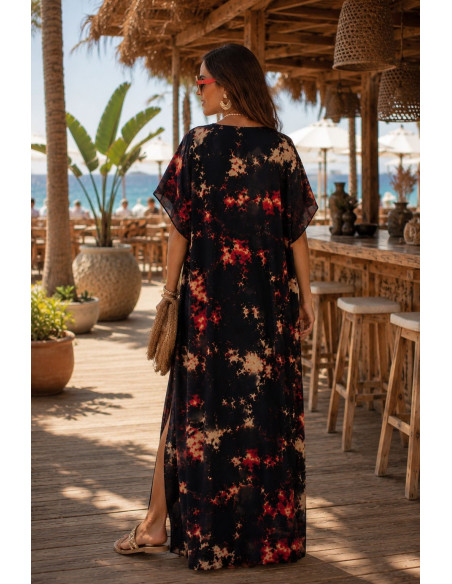Vestido estampado con tie negro