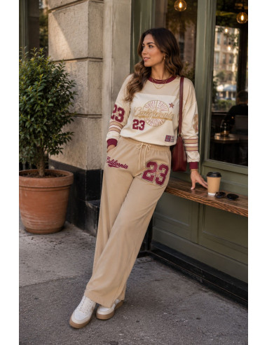 Conjunto Dos Piezas tostado y Crudo Estampado