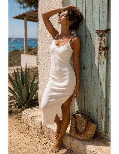 Vestido de Canalé con Tirantes Regulables y...