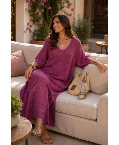🌸 Vestido de Punto Rosa con Aberturas Laterales 2