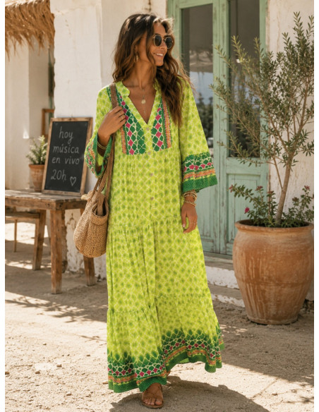 🍋 Maxi Vestido Geométrico: Frescura en Lima