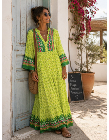 🍋 Maxi Vestido Geométrico: Frescura en Lima