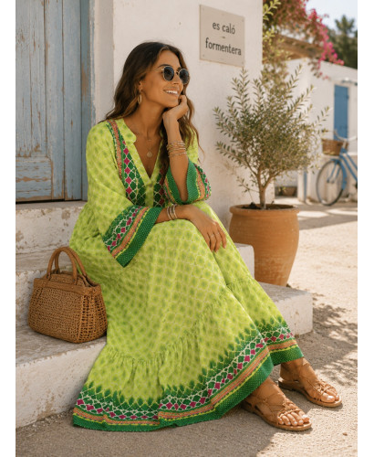 🍋 Maxi Vestido Geométrico: Frescura en Lima