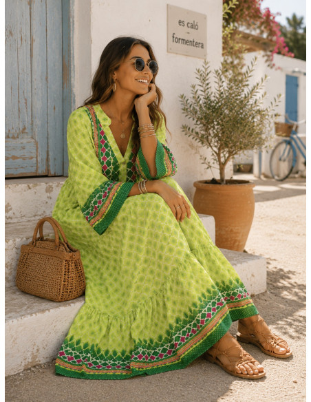 🍋 Maxi Vestido Geométrico: Frescura en Lima
