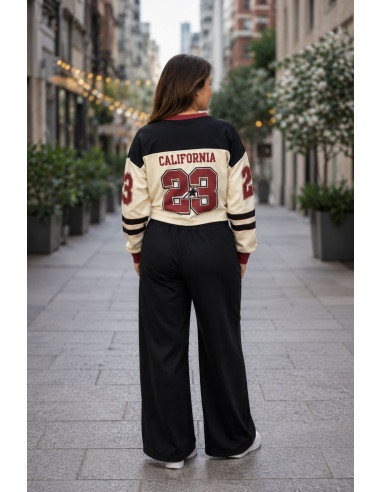 Conjunto Dos Piezas Negro y Crudo Estampado