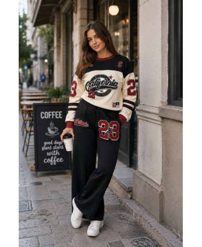 Conjunto Dos Piezas Negro y Crudo Estampado