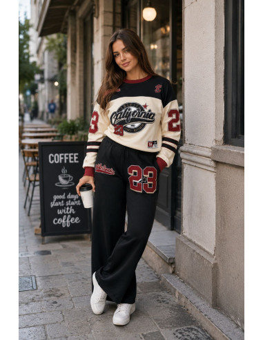 Conjunto Dos Piezas Negro y Crudo Estampado