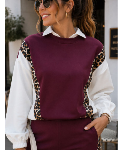 Conjunto granate técnico con detalles animal print 2