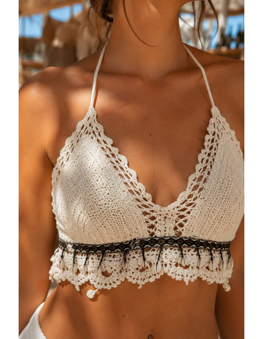 Top Crochet Conchas tostado