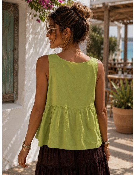 Top Bicolor Verde y Lima con Espalda Lisa
