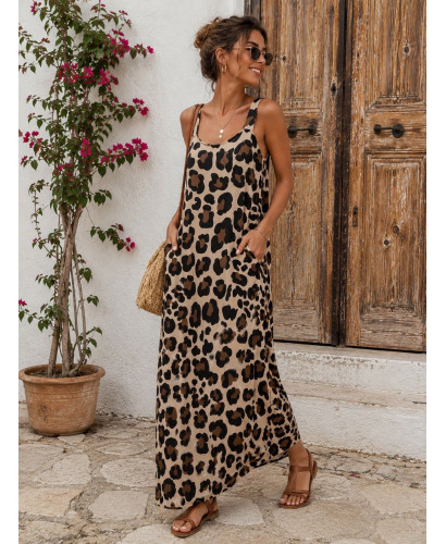 Vestido Largo Estampado animal print en punto seda