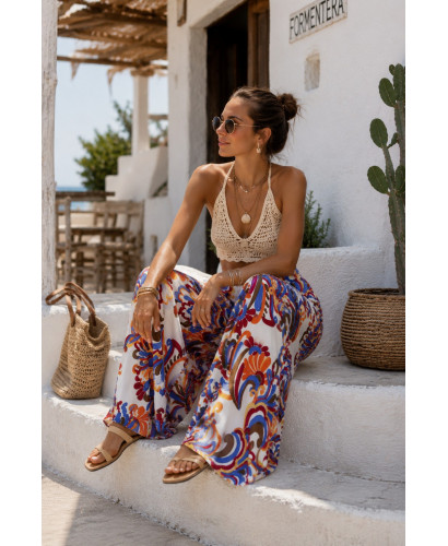 Pantalón blanco con Estampado en Colores 2