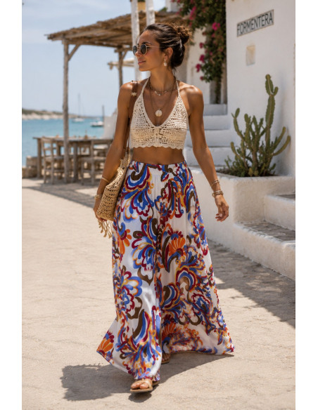 Pantalón blanco con Estampado en Colores