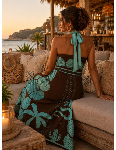 copy of Vestido Largo Halter Turquesa y...