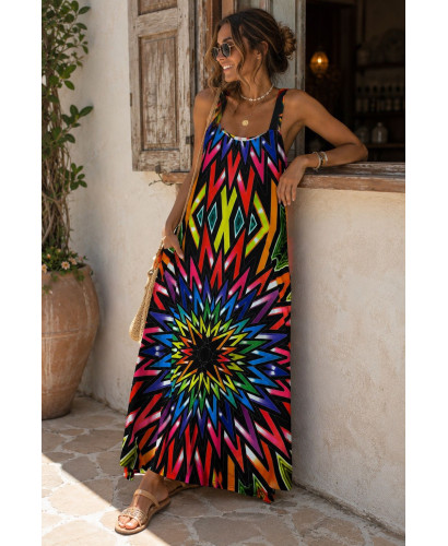 Vestido Largo Estampado en punto seda
