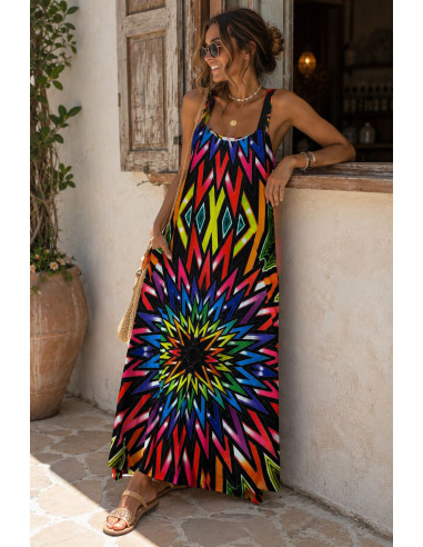 Vestido Largo Estampado en punto seda